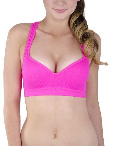 Racerback Push Up Padded Sports Bras Multiple Colors (Medium, Hot Pink)