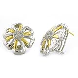 0.25ctw. 18K Gold & Silver Flower Diamond Earrings