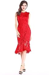 Lace Belted Vintage High-Neck Cocktail Mermaid Prom Dress/Party Dress 