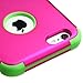 Iphone 6 plus case, Luckyphone (TM) Slim Fit IPhone 6 Plus (5.5 inch) Hybrid Triple Layer Tuff Verge Merge Shield Heavy Duty Hard Cover Fitted Skin Case Protector + Clear LCD Screen Protector Shield Guard + Touch Screen Stylus Pen (Hot Pink/Green TUFF)