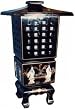 Asian pagoda style lantern table lamp - black lacquer with mother of pearl chinese ladies
