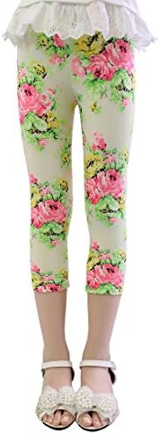 7th Fashion Girls Leggings Print Flowers Capri Pants Childrens Trousers