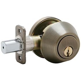 Click here to buy Dexter by Schlage Single-Cylinder Deadbolt, Antique Brass #JD60V609 by Shlage.