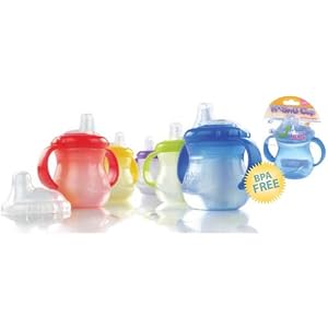 NUBY BPA FREE No-Spill Cup w/ Soft Spout & Handles, 1-pk, Girl Colors