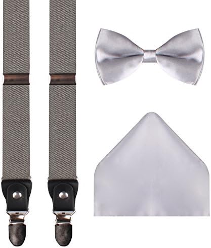 DIDKU grey suspenders bowtie and suspenders mens grey suspenders Grey