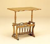 Antique Style Oak Veneer Tea Table with Magazine Rack