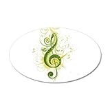 22x14 Oval Wall Vinyl Sticker Green Treble Clef