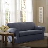 Stretch Twill Separate Seat Sofa Slipcover in Denim