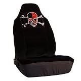 Skull & Crossbones Red Gem Crystals Studded Rhinestone Car Truck SUV Bucket Seat Covers - Pair