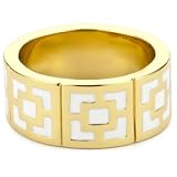Trina Turk Enamel Brick Gold And White Ring
