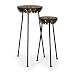 Set of 2 Tripod Style Wrought Iron Plant Stands Adorned with Pebble Accents