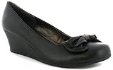 The Leather Collectn "Sallie" Ladies Classic Black Leather Shoes Combines Comfort And Durability With Style And Elegance 55 Cm Wedge Heel Ideal For The Modern Woman, Formal Yet Stylish - Black