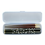 つなぎ箸 花蝶 黒 PPケース(B)付