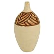 Handcrafted Cream And Chocolate Terracotta Vase With Geometric Design