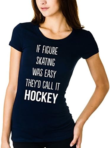 Juniors If Figure Skating was Easy They'd Call it Hockey T-shirt (Small, Navy)