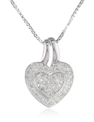 Sterling Silver Diamond Heart Pendant Necklace, 18" (0.35Cttw, I-J Color, I2-I3 Clarity)