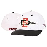 San Diego State University Aztecs 2-tone Flat Bill Flex Fit Hat-white/black