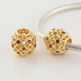 18k Gold on 925 Sterling Silver European Style "Celtic Circles" Charm Beads for Pandora, Biagi, Chamilia, Troll and More Bracelets