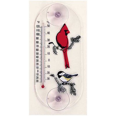 Aspects Cardinal/Chickadee Window Thermometers Hand Silk Screened Beautiful Design Attractive New