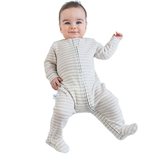 Woolino Baby Footie Pajama Sleeper, Tagless Neck, 100% Superfine Merino Wool, 6-12 Months, Dream