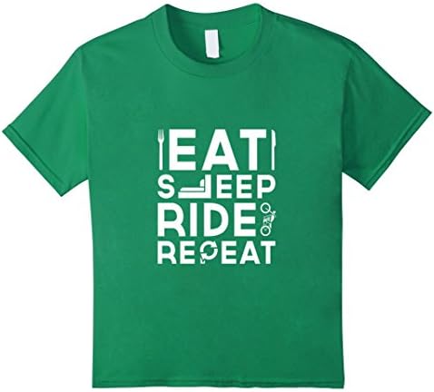 Kids Eat Sleep Ride Repeat Funny Motorcycle T Shirt 10 Kelly Green
