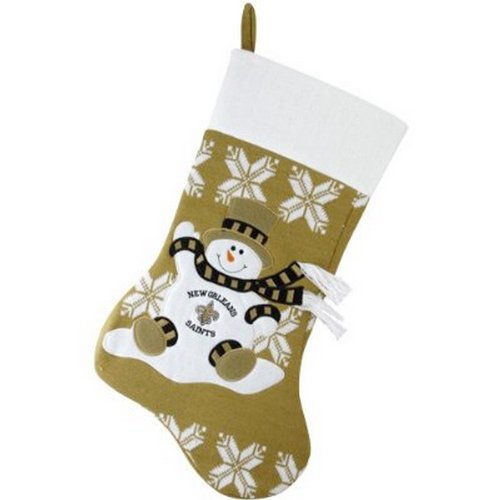 NEW ORLEANS SAINTS NFL KNIT CHRISTMAS STOCKING HOLIDAY SNOWMAN-SNOWFLAKE NWT VERY CUTE!!!