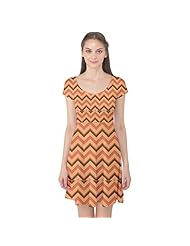 Polyester/Spandex Vintage Stretchy Cap Sleeves Chevron Print Geometric Print  Dress