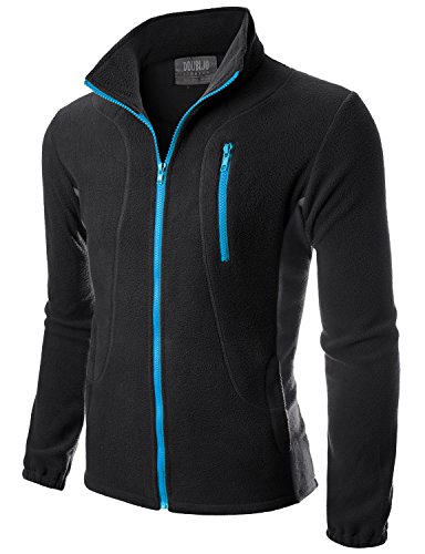 Doublju Mens Zipper Colorblock Lightweight Fleece Jacket