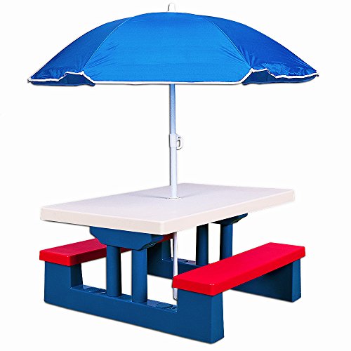 spécifications Ensemble jardin pour enfant table et bancs avec parasol Salon de balcon Exterieur Plastique