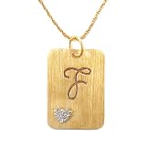 10K Gold Overlay Sterling Silver w  Diamond Accent F Initial Pendant