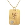 10K Gold Overlay Sterling Silver w/ Diamond Accent "F" Initial Pendant