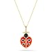 10k Yellow Gold Black and Red Enamel with Black Diamond-Accent Lady Bug Pendant (0.03 cttw), 18