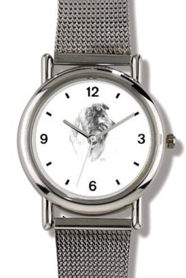 ROUGH COLLIE DOG (MS) - WATCHBUDDY® ELITE Chrome-Plated Metal Alloy Watch with Metal Mesh Strap - Large Size (Men's or Jumbo Women's Size)