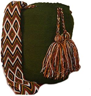 Colombian Shoulder Bag Authentic Handwoven Wayuu, Dark Olive Green