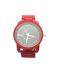 Red Rubberized Plated Metal Designer Casual Fashion Heavy Oversized Watch