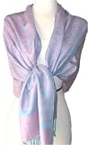 Apparel : 70% Pashmina 30% Silk Paisley Self-Design Shawl / Wrap / Stole - Pink Turquoise (Buy 2 - Get FREE SHIPPING !)