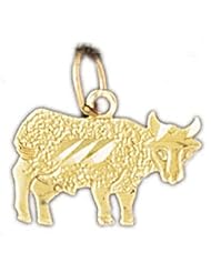 Dazzlers Solid 14k Gold Cow Charm Pendant Available in three colors from jewelsberry (weights: 0.8 grams only)