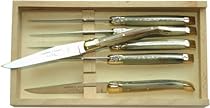Big Sale Best Cheap Deals SCIP Boxed Laguiole Stainless Knives with Blonde Horn Handles and 2-Brass Bolsters, Set of Six