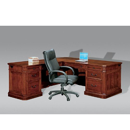 Arlington Medium Walnut LDesk with Left Return Medium Walnut Finish