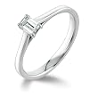 18ct White 0.25ct G/VS Emerald Cut Single Stone Certified Diamond Ring Size L