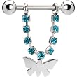 Zircon Blue Gem Butterfly Nipple Ring