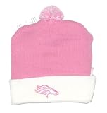 Denver Broncos NFL Women's Pink Ball Top Cuffed Knit Beanie Hat