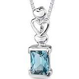 Radiant Cut Swiss Blue Topaz Pendant Sterling Silver