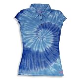 Jade - Girls Tie Dye Short Sleeve Polo Shirt, Blue, White