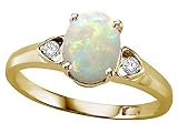 0.81 cts Genuine Opal and Diamond Ring - 14kt White or Yellow Gold FREE GIFT BAG!