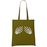 Skeleton Hands Organic Fashion Tote, Moss Green