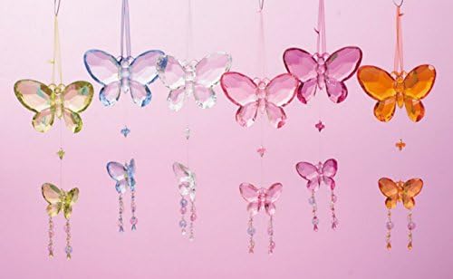 12pc Acrylic Double Butterfly Suncatchers, Assorted Colours