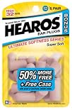 Hearos Ultimate Softness Ear Plugs Series 8 pair + 4 pair free and free case bonus pack