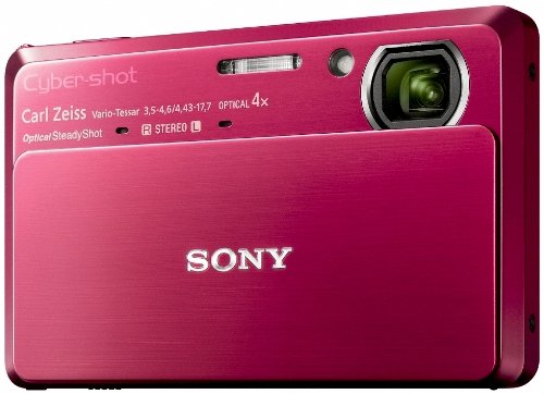 Sony DSC-TX7R Digitalkamera (10 Megapixel Exmor R Sensor, 25mm Carl Zeiss Vario Tessar Weitwinkelobjektiv mit innenliegendem 4fach optischem Zoom, 8,9 cm (3,5 Zoll)Touchscreen LCD, Full HD Video) rot