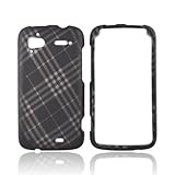 Gray Plaid on Black Hard Plastic Case Cover For HTC Sensation 4G Rubberized ....